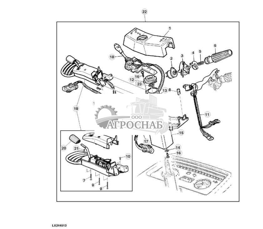 Многофункциональный блок, с электрическим органом управления реверсом 